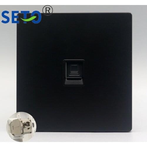SeTo 86 Type Single Ports 10GB Network Panel RJ45 Cat6.A Outlet Black Wall Plate Socket Keystone Faceplate