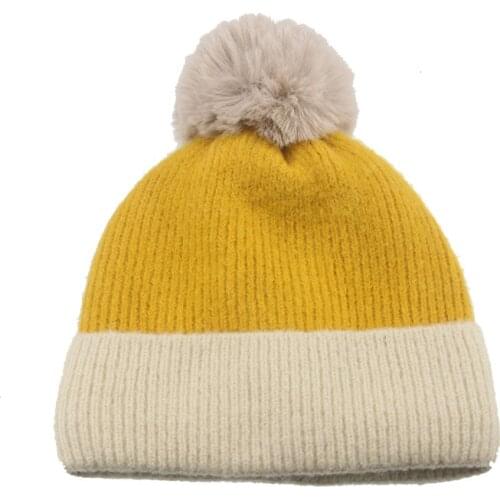 Women Winter Hat Solid Rabbit Fur Plush Women Beanie Soft Flexible White Hairball Outdoor Keep Warm Beanie Hat Gorras Para Mujer