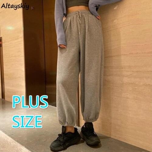 Hip Hop Pants Women Workout Loose High Waist Elastic All-match Fashion Leisure 4XL Plus Size Aknle-length Stretchy Ulzzang Club