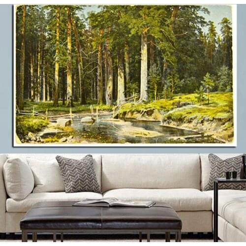 Modern Kyoto Sunset River Forest Landscape Oil Painting on Canvas Pop Art Wall Picture Poster for Living Room Sofa Cuadros Decor