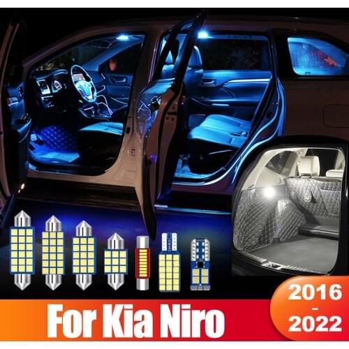 For Kia Niro 2017 2018 2019 2020 8pcs Car LED Bulbs Interior Reading Lamps Trunk license plate Vanity Mirror Lights Accessories