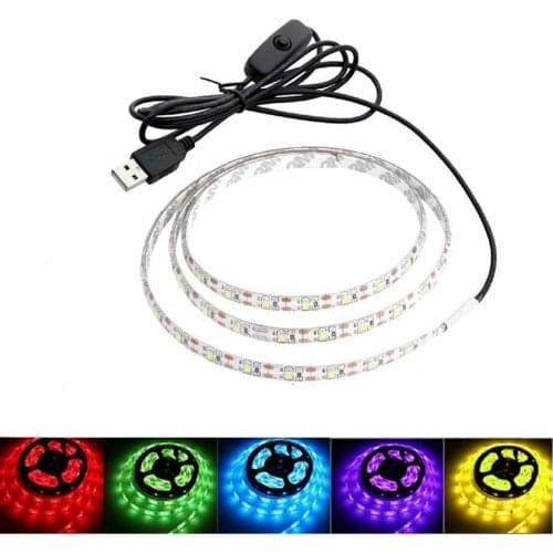 DC5V LED Light Strip SMD2835 60Leds/m Waterproof TV Background Lighting Flexible Cabinet Tape Ribbon Rope Battery USB Powered