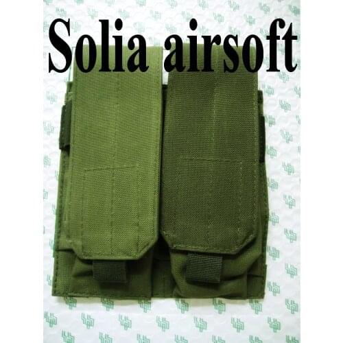 Tactical Two pouch molle triple mag magazine round ammo bag molle closure Green