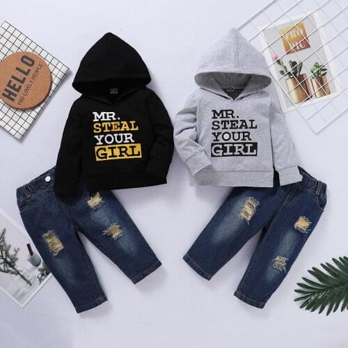 Sweatershirts+Demin Pants Clothes 2 PCS Costume Casual Set Kids Sportswear Fashion Children Outfits Suit Spring Autumn