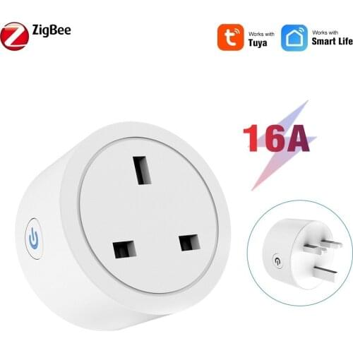 Tuya Zigbee Smart UK Socket 16A Wireless Plug Power Monitor Remote Control Outlet For Smart Life APP Support Alexa Google Home