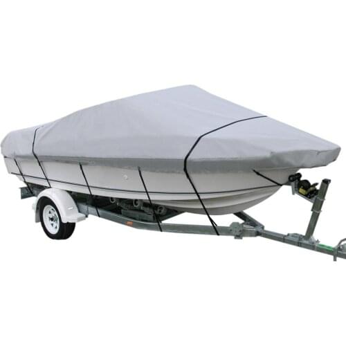 Universal Trailerable Boat Cover Premium Woven Dope Dyed Polyester with Tie-Down Strap & Trailerable Strap MA 073
