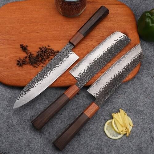 VG10 Damascus Forged Steel Wooden Handle Chefs Sharp Meat Slicer For Fruits And Vegetables EDC Utility Knife