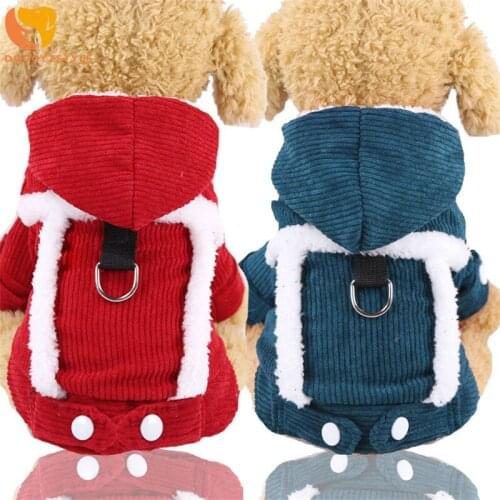Winter Pet Dog Clothes Thick Warm Dog Jacket Coat With Harness Ring Puppy Cat Coat Clothing for Small Medium Dogs Chihuahua