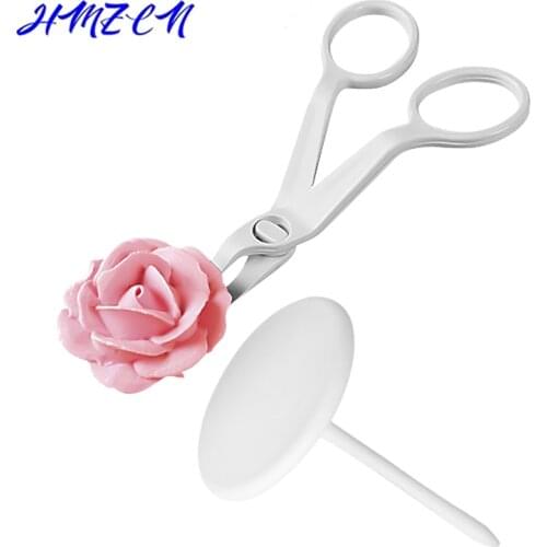2Pcs/set Piping Flower Scissors Nail Safety Rose Decor Lifter Fondant Cake Decorating Tray Cream Transfer Baking Pastry Tools