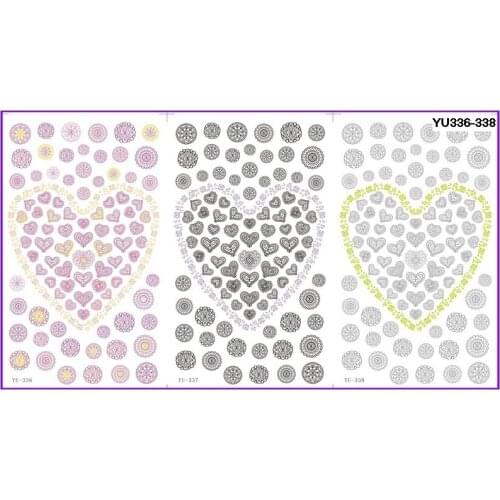 3 PACK/ LOT WATER TRANSFER DECAL NAIL ART NAIL STICKER FLOWER RING HEART WHEEL VINE YU336-338