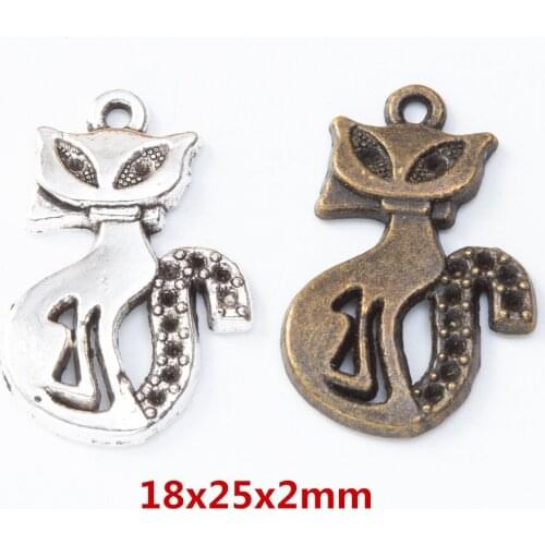 35 pieces of retro metal zinc alloy cat Pendant for DIY handmade jewelry necklace making 8194