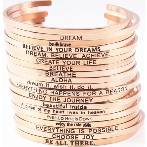 A b c Initial rose gold 2021 Bracelet for Women Inspirational Gifts for Women Girls Motivational Birthday Cuff Bangle Friendship