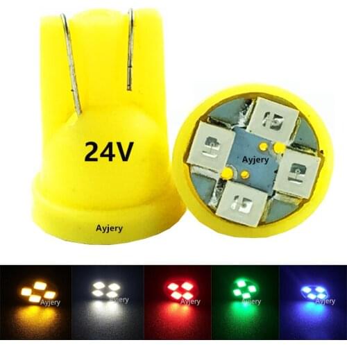 AYJERY 1000Pcs DC 12V/24V T10 Led 1210 4 smd LED light bulb Super bright clearance bulb lamp white Reverse Instrument Light