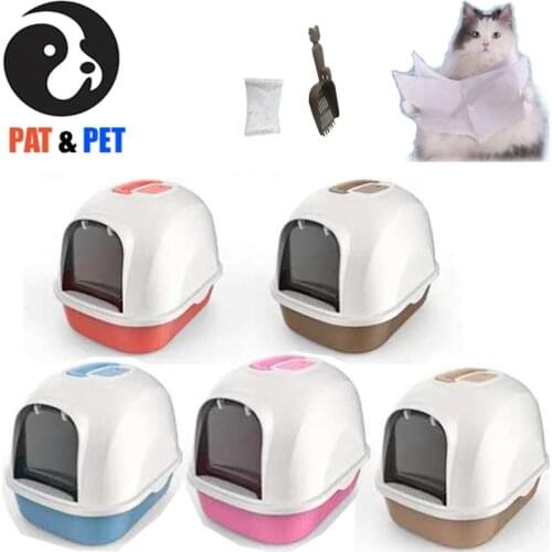 Big Size Cat Litter Box , Easy Clean Fully Enclosed Cat Toilet , Reduce Litter Scatter Up to 95% , w/ Shovel & Deodorizing Bag