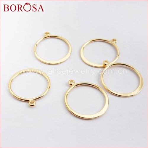 BOROSA 100PCS Gold Color Brass Small Circle Charm Metal Charms Jewelry Findings for Earrings/Necklace Jewelry Making PJ126