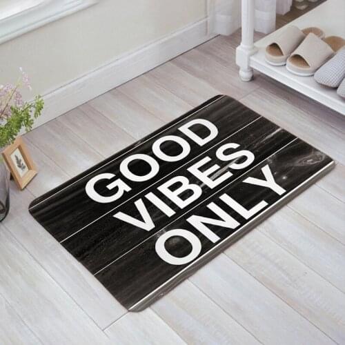Colorful Wood Good Vibes Only Door Mat Indoor Outdoor Entry Way Doormats with Non Slip Backing, Bathroom Kitchen Decor Rug Mat W