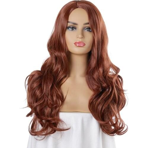 Long Body Wavy Wig Red Brown Color for White/Black Women Hair Wigs Heat Resistant Synthetic Wig Natural Fake Hair Romance Style