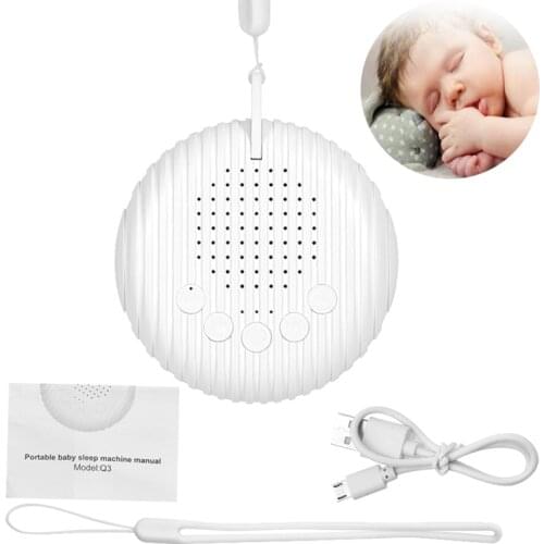 Baby Sleep Machine Portable White Noise Sound Machine 15/30/60min Timer Built-in Rechargeable Battery Lanyard USB Charging Cable