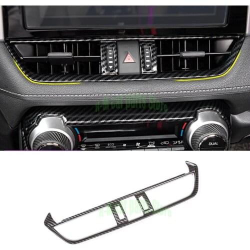 For Toy ota RAV4 2019 2020 Silver Carbon fiber style Interior Middle Center Console Air Condition Vent Outlet Cover Trim ABS