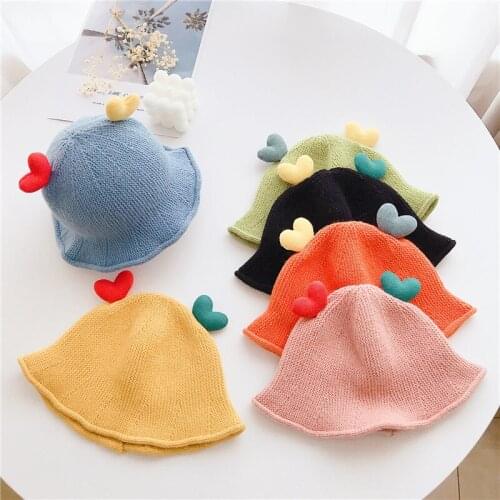 Doitbest 1 to 5 Years old Winter hat for kid beanies Love Heart Candy Color Beanie Child knit hats warm kids girls caps