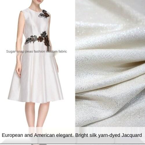 Elegant gold silk bright silk yarn-dyed jacquard dress sub-fabric, sewing fabric factory shop is not out of stock