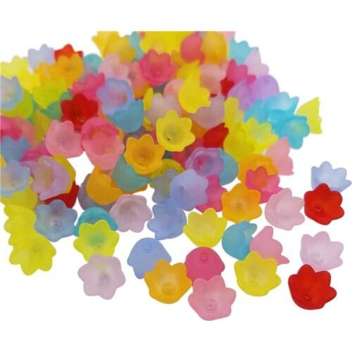 Hot Six Petals Flower Beads Caps for Jewelry Making Spacer Beads Transparent Frosted Accessories DIY Supplies Wholesale