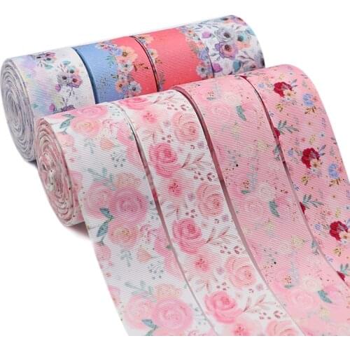 10 Yards 1.5'' 38MM Flowers Printed Grosgrain Ribbons For Hair Bows DIY Handmade Materials Y2020122301