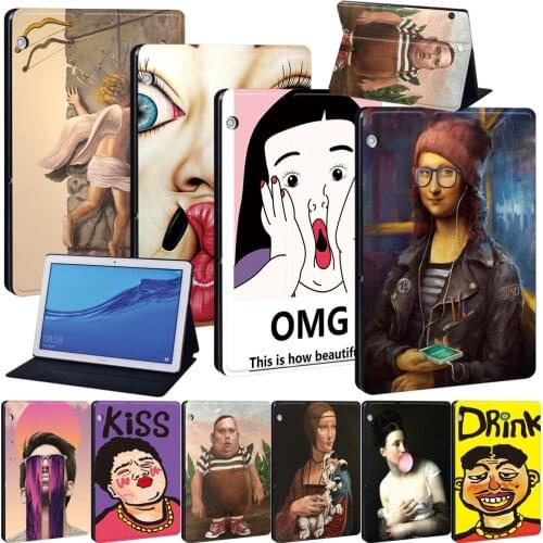 For Huawei MediaPad T3 8.0/T3 10 9.6"/T5 10 10.1"/MediaPad M5 Lite 8/M5 Lite 10.1"/M5 10.8" Leather Tablet Stand Cover Case+ Pen