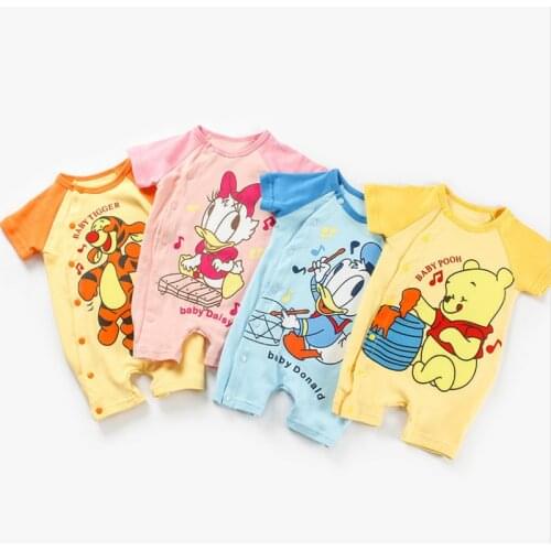 Summer Newborn Baby Romper Cartoon Tiger Donald Pooh Print Boy Girl Jumpsuit Roupas Bebes Infant Clothes Toddler Costume Outfits