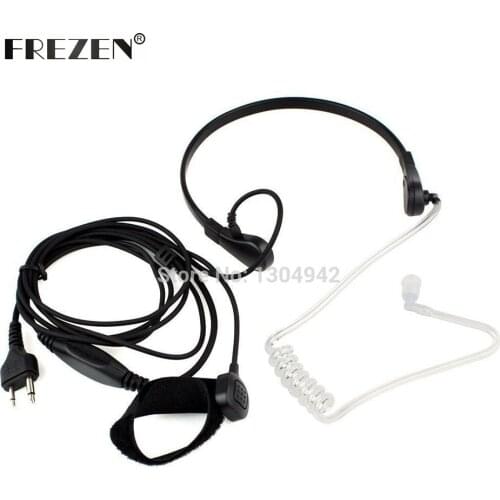 Throat Mic Microphone Covert Acoustic Tube Bodyguard FBI Earpiece Headset with Finger PTT 2PIN for Icom Maxon Yaesu Vertex Radio