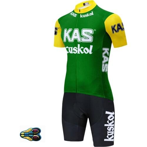 Mens Green KAS Short Sleeve Clothes Cycling Triathlon Suit Bike Triathlon Skinsuit Set Maillot Ropa Ciclismo Bike Jumpsuit