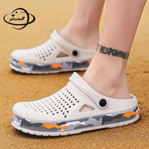 40-45 Mens Slippers Male Summer Flip Flops Flat Heel Outside Solid Color Dual Purpose Sandals Beach Breathable Man Shoes H24