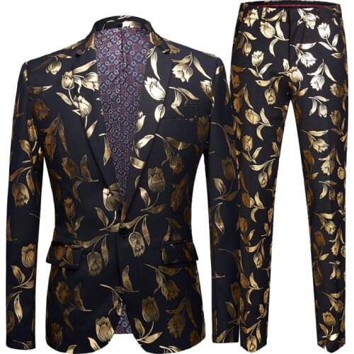 Mens Sliver Paisley Bronzing Notched Lapel Dress Blazers 2019 Brand New Men Slim Fit Suit Blazer For Wedding Party Prom
