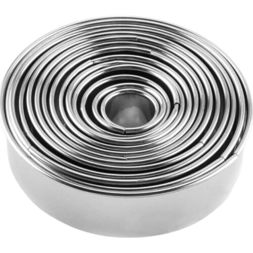 14pcs Stainless Steel Round Dumplings Maker Wrappers Molds Set Cutter Tools Round Cake Cookie Pastry Wrapper Dough Cutting Tools