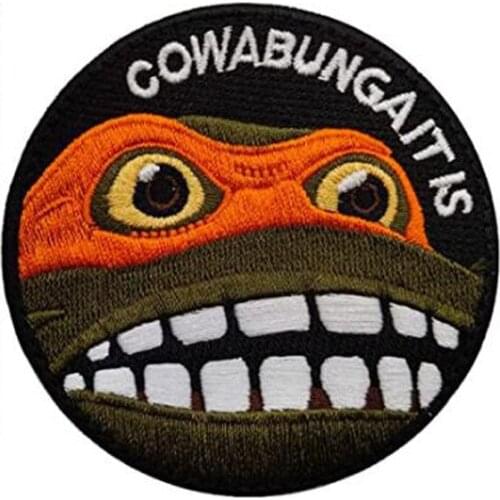 10PCS Cowabunga It is Embroidered Patch Sew on Appliques Decorate BadgeAdhesive can be sewn or hot Morale Patches Emblem DIY Acc