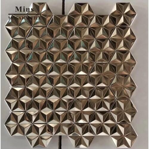 Cheap mosaic price 3D stainless steel metal mosaic tile for kitchen backsplash wall sticker