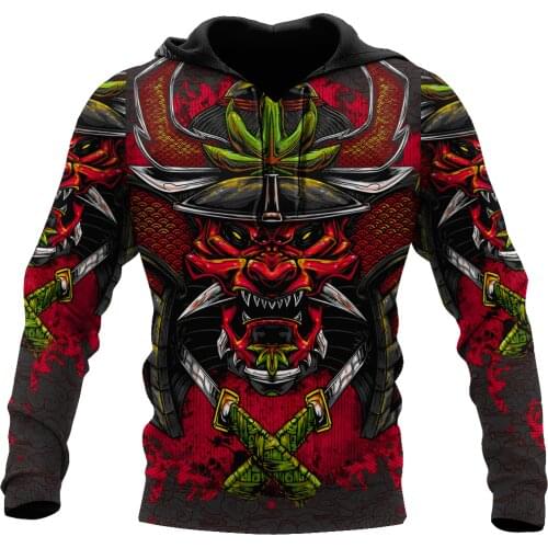 Autumn Fashion Retro Hoodies Beautiful Samurai Tattoo 3D Printed hoodies Unisex Zip Pullover Casual Harajuku Streetwear DW0400