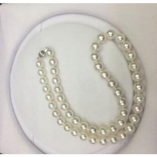 Free shipping noble jewelry gorgeous 8-8.5mm Japanese Akoya white pearl necklace 14k