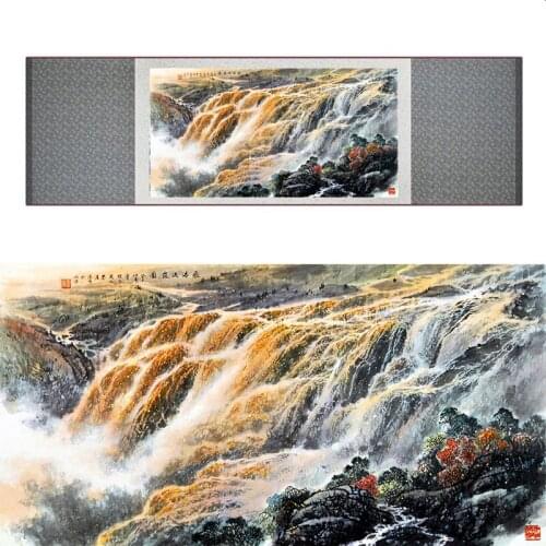 Landscape art painting Mountain and River art painting Sunburst painting Chinese landscape painting19062906