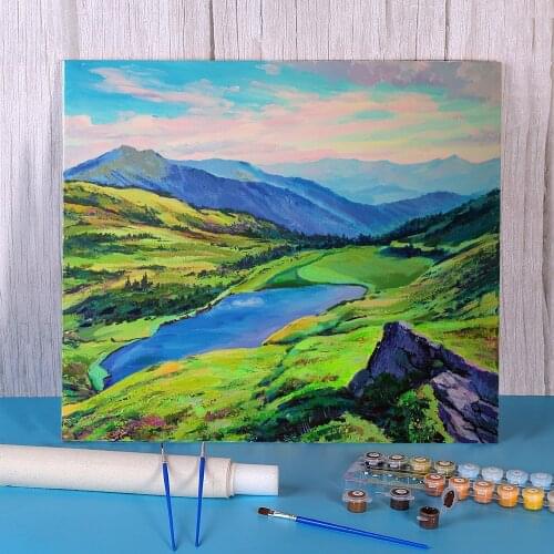 Landscape Lake Apshinets. Morning DIY Paint By Numbers Kit Oil Paints 50*70 Painting On Canvas Decorative Drawing