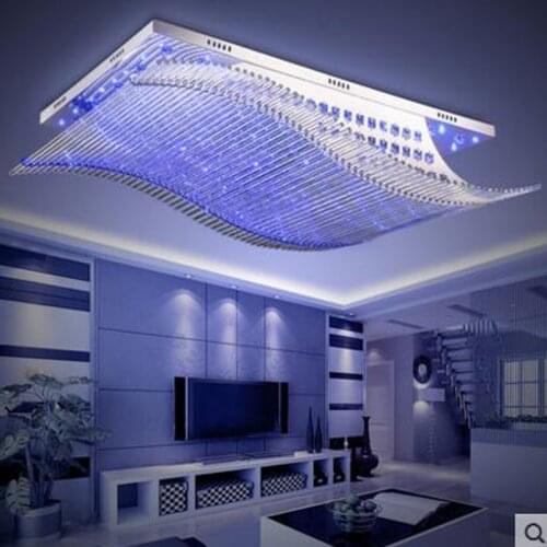 Rectangular living room lamps modern crystal ceiling lamp atmosphere led bedroom restaurant study lighting LED ceiling lighting