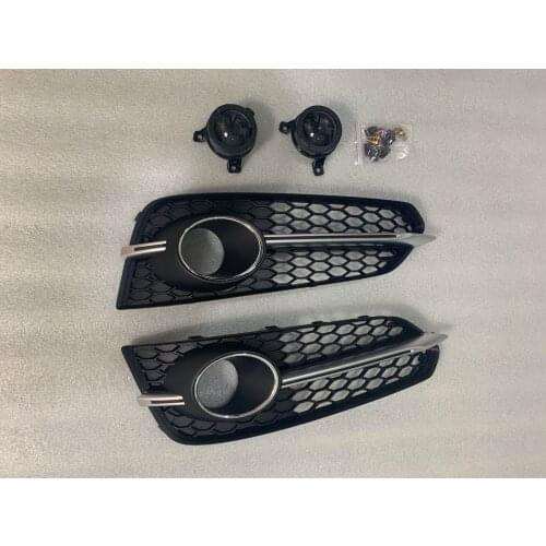 Honeycomb Chrome Black Front Left Right Bumper Lower Fog Light ACC Grilles Cover for S8 / S-Line(A8) 2015 2016 2017