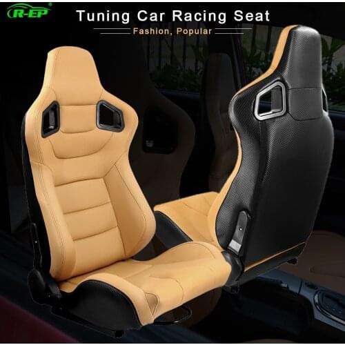 R-EP Racing Seat Adjustable Universal for Sport Car Simulator Bucket Seats Black-Red PVC Leather 1 PCS