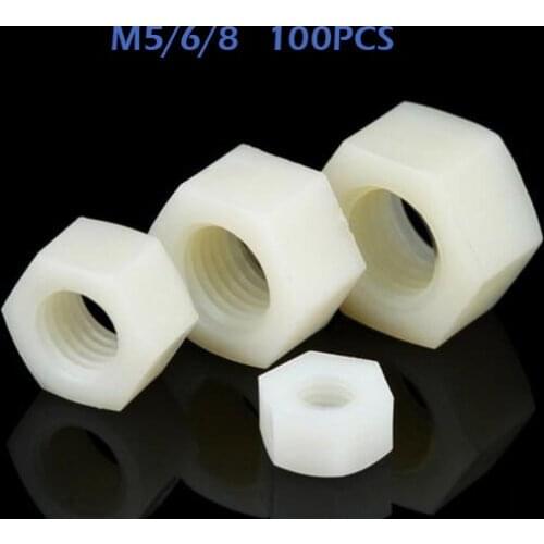 Tuerca m2 50Pcs DIN934 M2 M2.5 M3 M4 M5 M6 M8 PA66 Nylon Hex Nut Hexagon Plastic Hex Nuts NL05