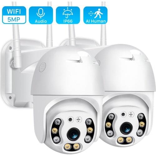 H.265 5MP Wifi IP Camera Outdoor 4X Zoom AI Human Detect 2MP PTZ Wifi Camera 1080P Cloud Two Way Audio CCTV Home Security Camera
