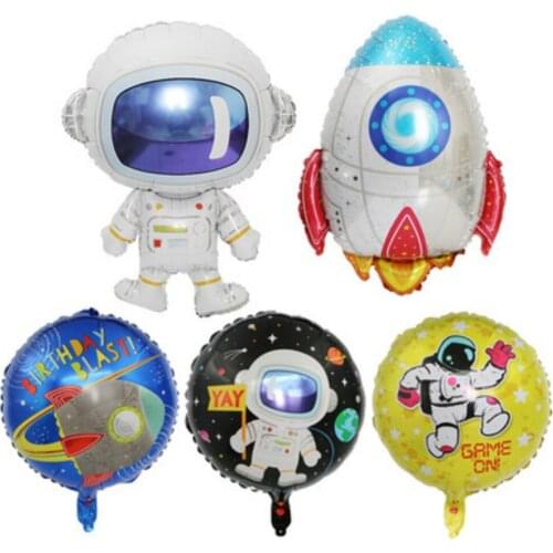 Amawill Outer Space Party Astronaut Rocket Ship Foil Balloons Galaxy Solar System Theme Party Kids Birthday Party Decoration 75D