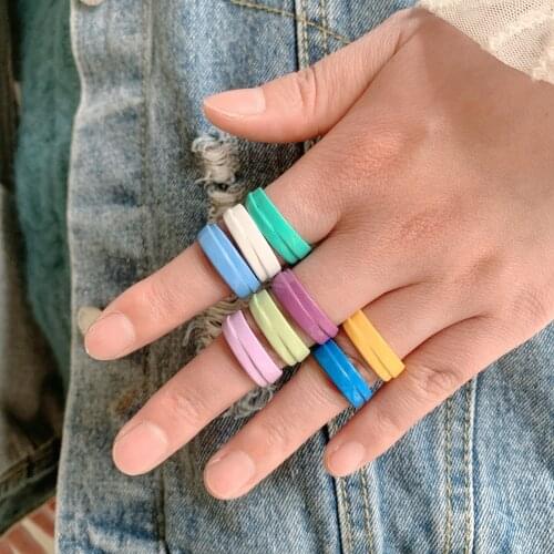 Best Lady 2021 New Simple Circle Rings for Women Korean Elegant Colorful Open Rings Finger Jewelry Party Gifts Bijoux Wholesale