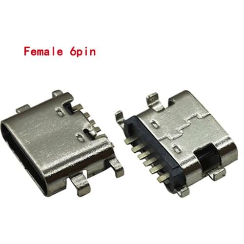 10pcs -20pcs Type-C USB-3.1 6 pin DIP 5V 3.0A Micro USB Connectors PD Female Port Jack Tail Plug Socket Electric Terminals