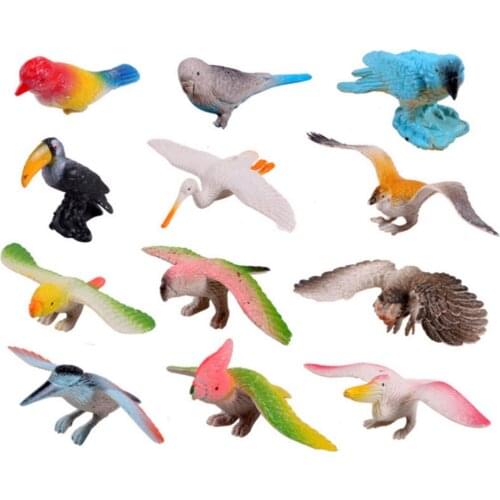 12PCS Simulation Artificial birds model dolls Parrot Eagle Animals toys Hawks action figure classic toys learning education toys