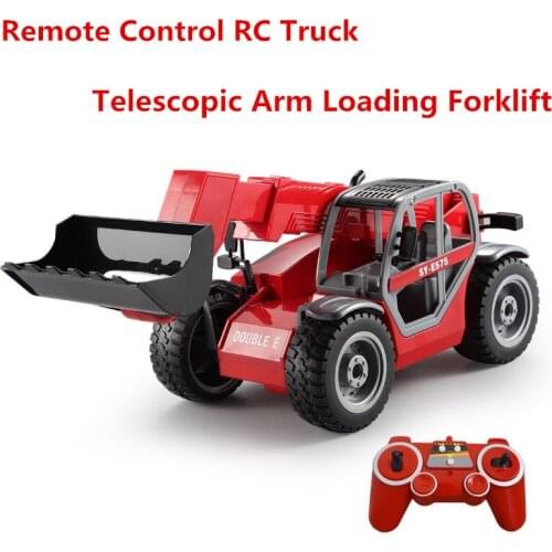 2019 New High Simulation Remote Control RC telescopic arm loading forklift Truck Simulation sound Shrinking Shovel Engineering